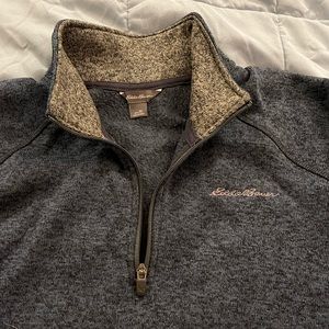 Navy Heather Eddie Bauer Radiator Fleece Quarterzip Pullover